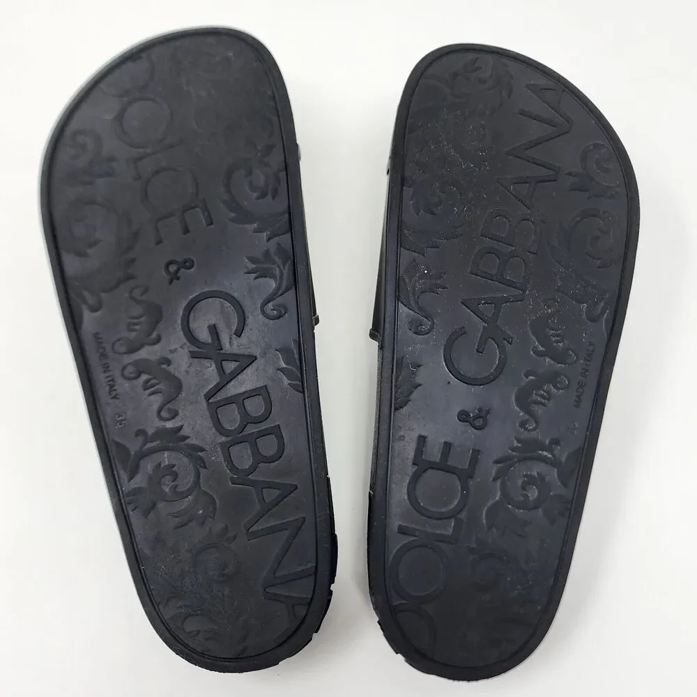 Dolce & Gabbana Black Logo Rubber Pool Slides Women EU35/US5 Cushion Sole
